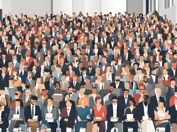 men and women in a crowd