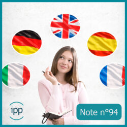 jeune étudiante entourée de drapeaux de pays européens (note 94)