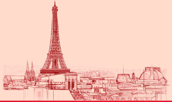 picture from Paris, typical roofs + Eiffel tower