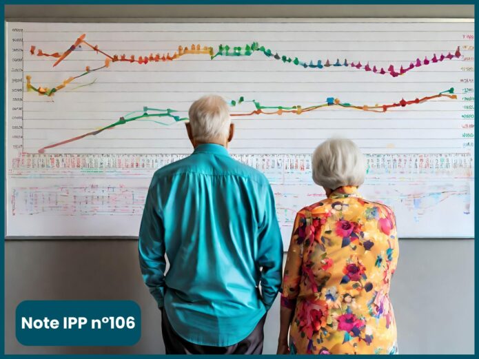 Un couple de retraités regardent des courbes économiques, dubitatifs.